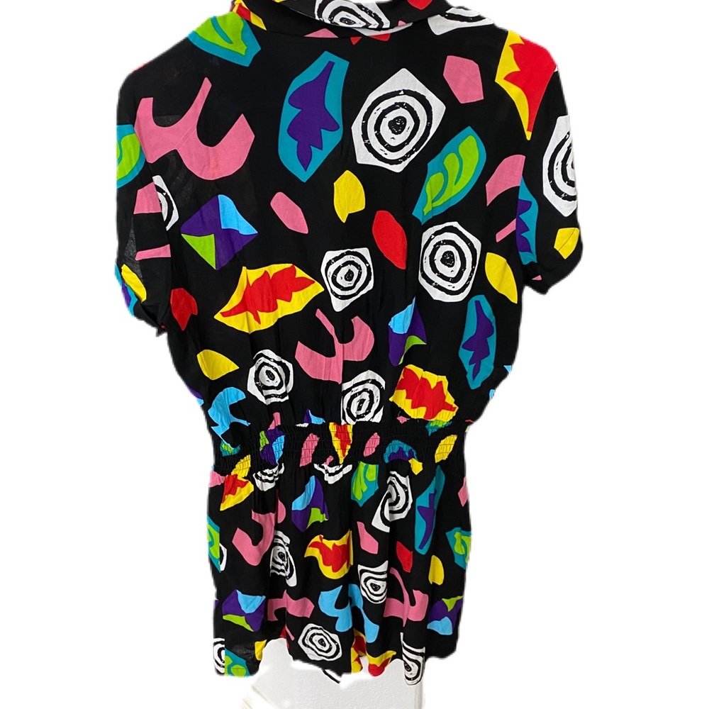 80's vibe multi color romper with collar size M - Picture 4 of 5